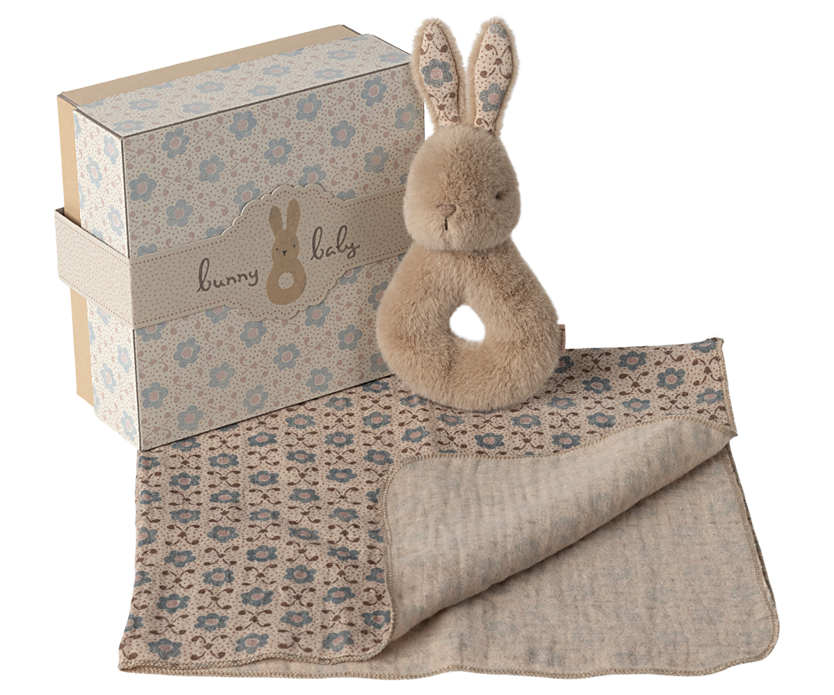 Coffret naissance Hochet lapin - Beige