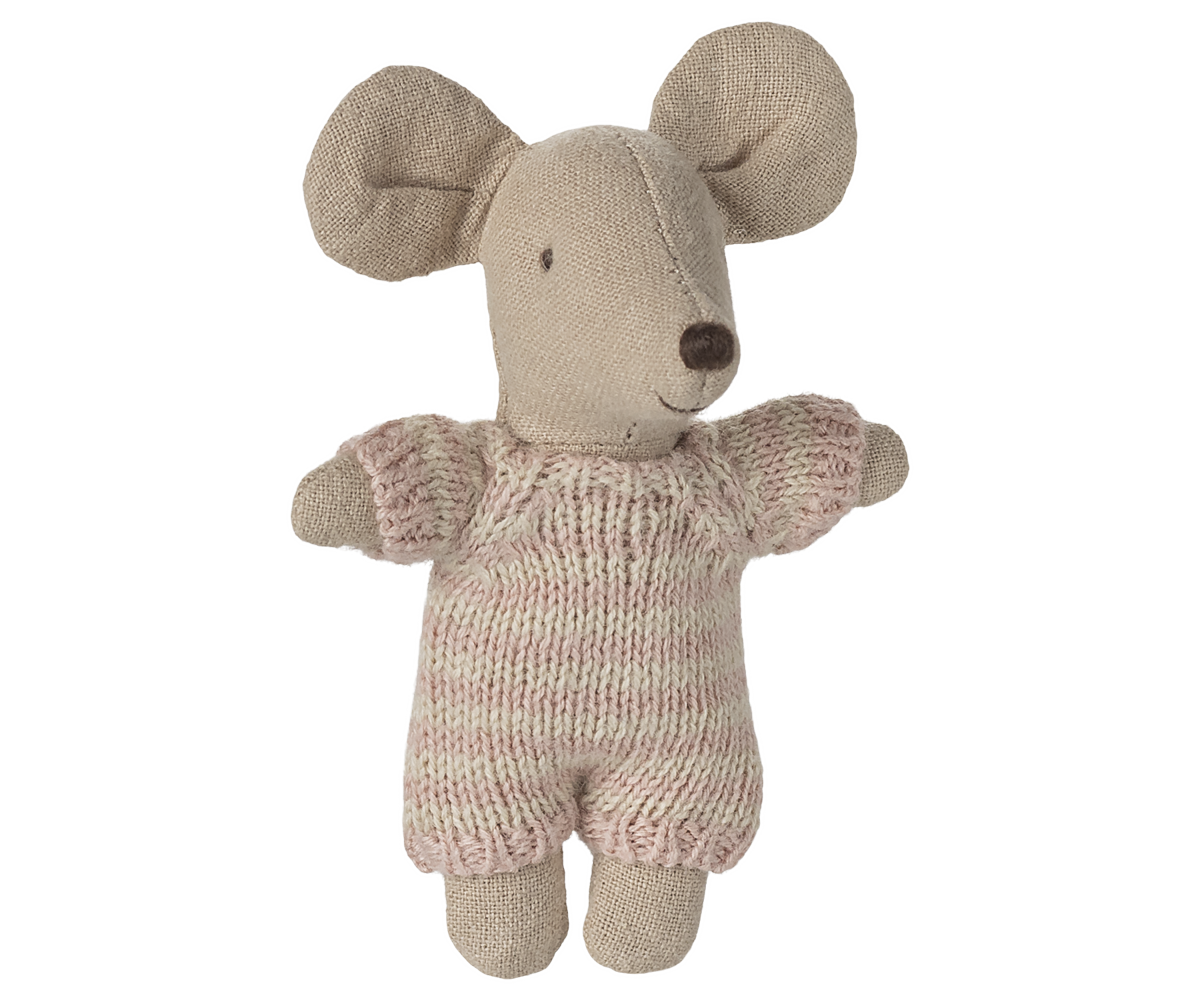 Bébé souris dans son couffin - Rose