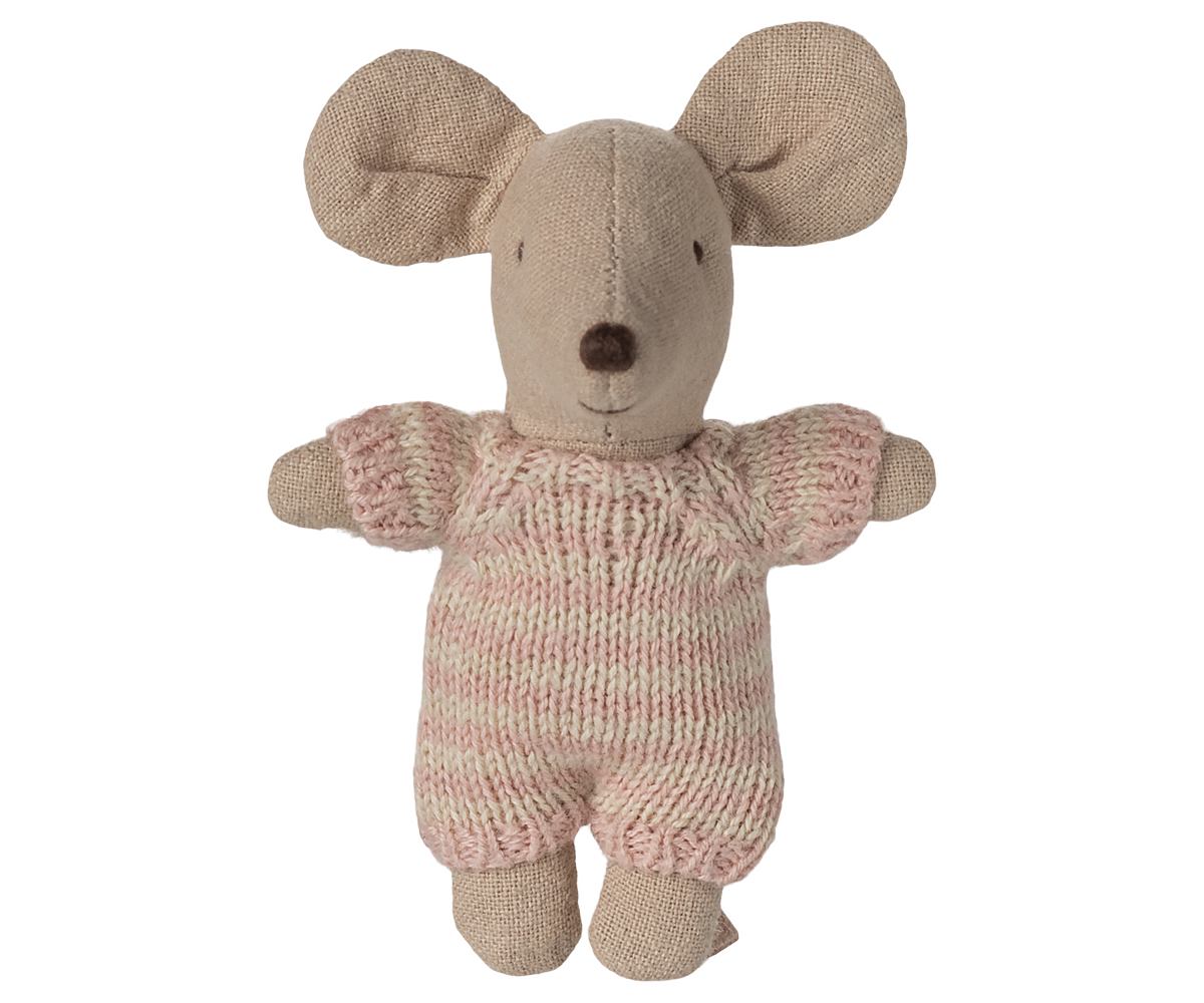 Bébé souris dans son couffin - Rose