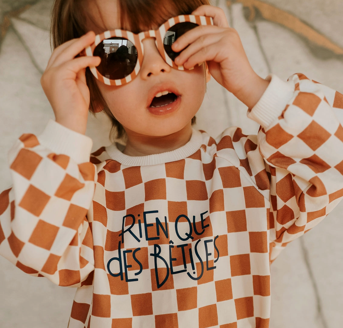 Sweat Damier Camel - divers tailles