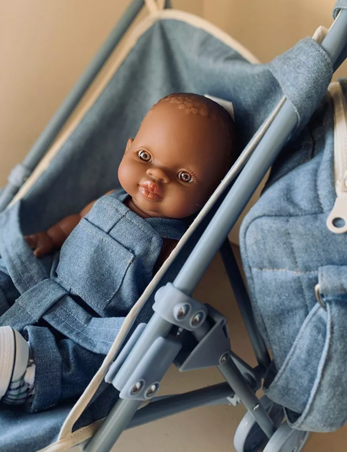 Poussette Denim sur châssis bleu - Poupées