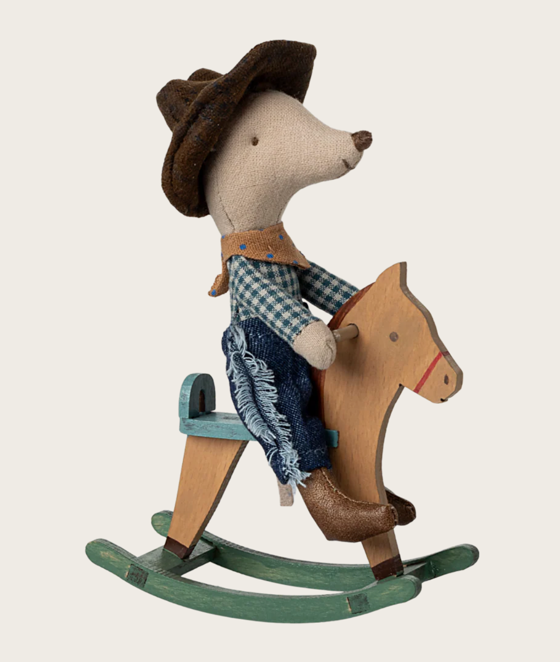 Souris Cow-boy sur son cheval à bascule, Petit frère