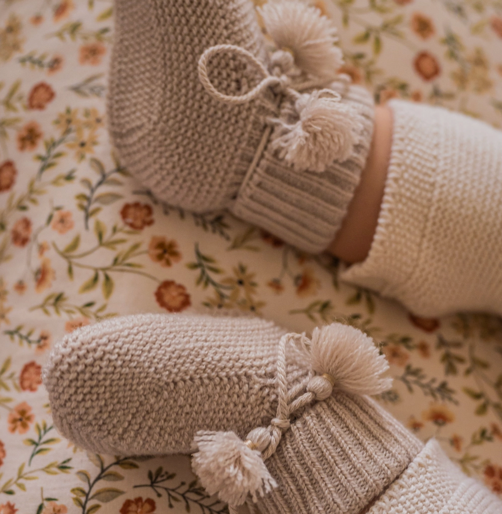 Chaussons bébé - Gris Perle