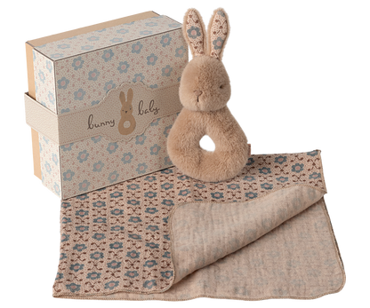 Coffret naissance Hochet lapin - Beige