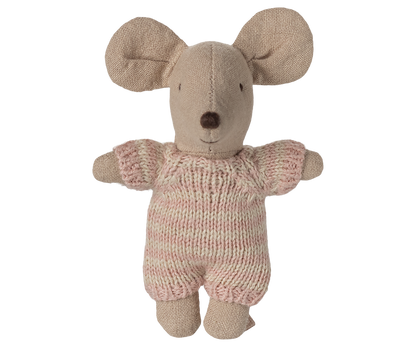 Bébé souris dans son couffin - Rose