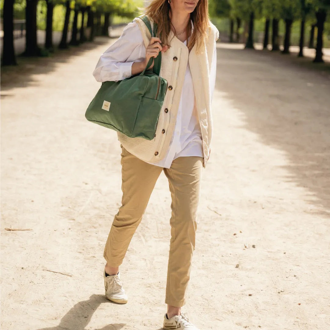 Sac à langer avec matelas intégré - Vert / Doublure blanche