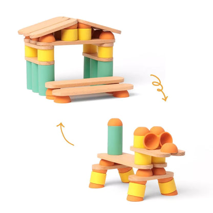 Jeu de construction éducatif en bois - Stix 60 pcs