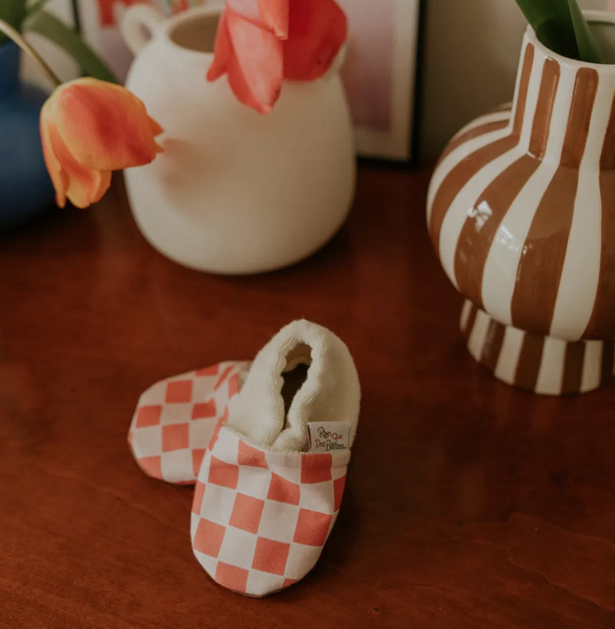 Chaussons Damier Corail - divers tailles