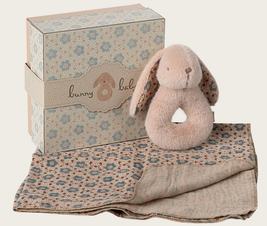 Coffret naissance Hochet lapin - Rose
