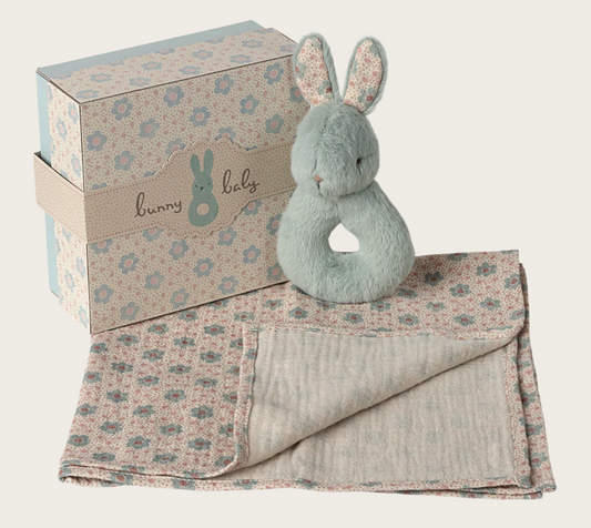 Coffret naissance Hochet lapin - Menthe