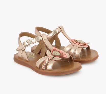 Nus-pieds Fleurs cuivre - divers pointures