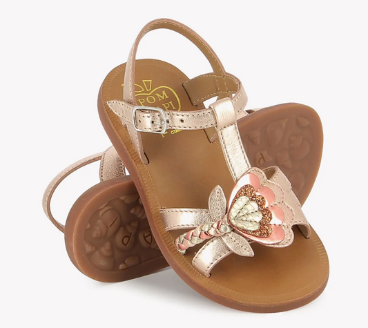 Nus-pieds Fleurs cuivre - divers pointures