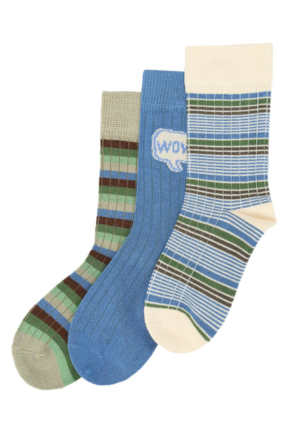 Pack 3 chaussettes Bleu/Vert - Plusieurs pointures