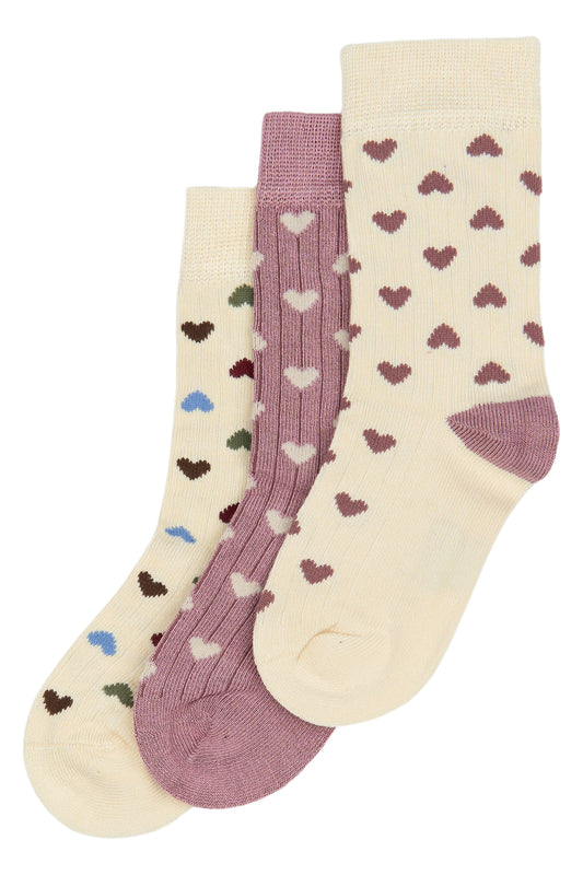 Pack 3 chaussettes coeur - Plusieurs pointures