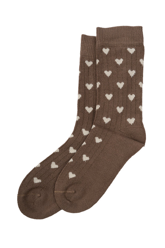 Chaussettes coeur marron - Plusieurs pointures