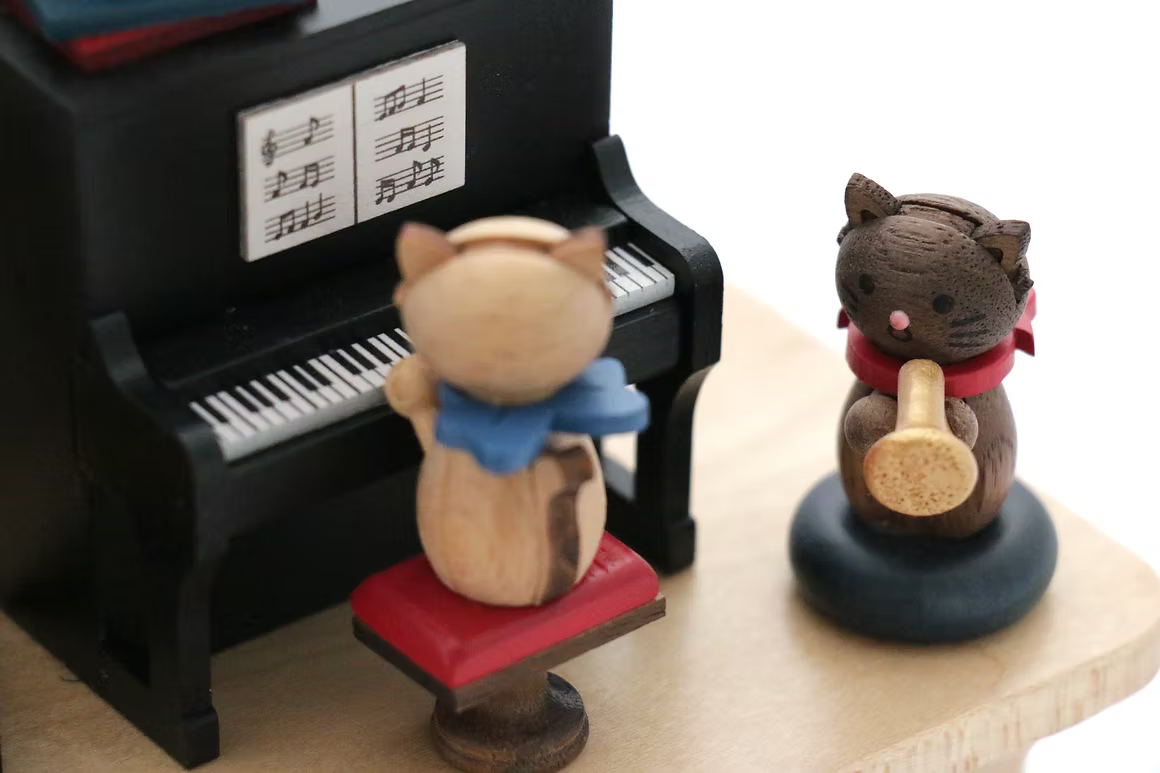 Boite à musique - Chats jouant du piano