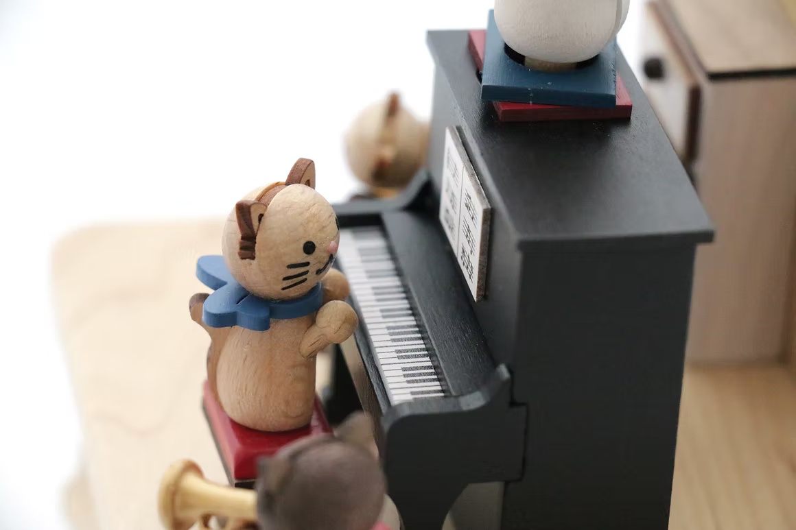 Boite à musique - Chats jouant du piano