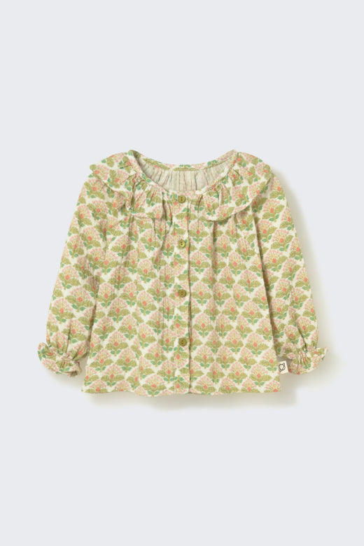 Chemisier bébé fleuri verte - divers tailles