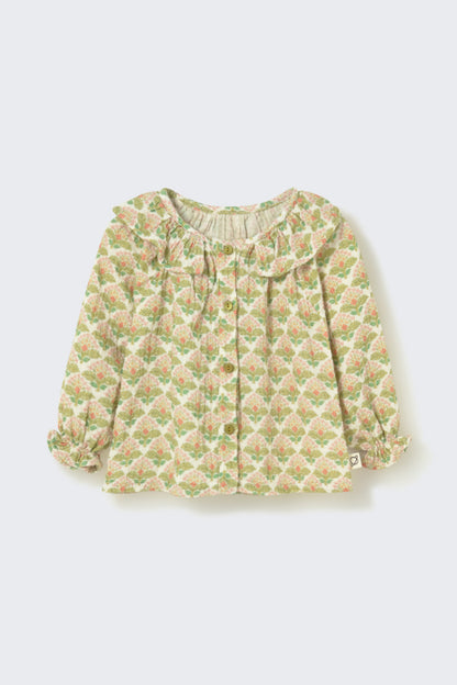 Chemisier bébé fleuri verte - divers tailles