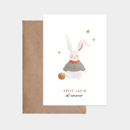 Carte postale avec enveloppe "Petit lapin d'amour"