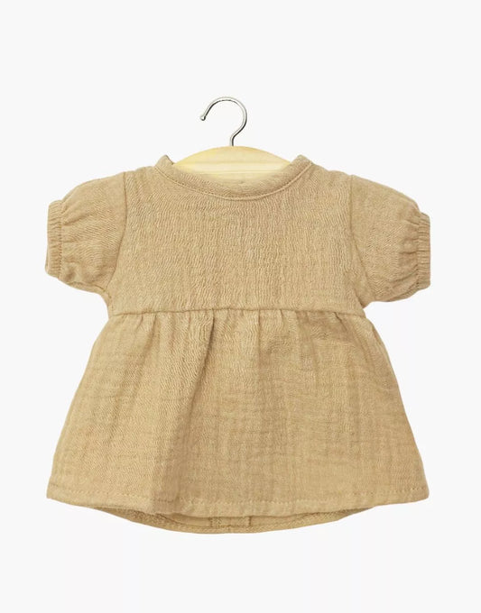 Robe à manches ballons en gaze de coton latte - Poupées "Babies"