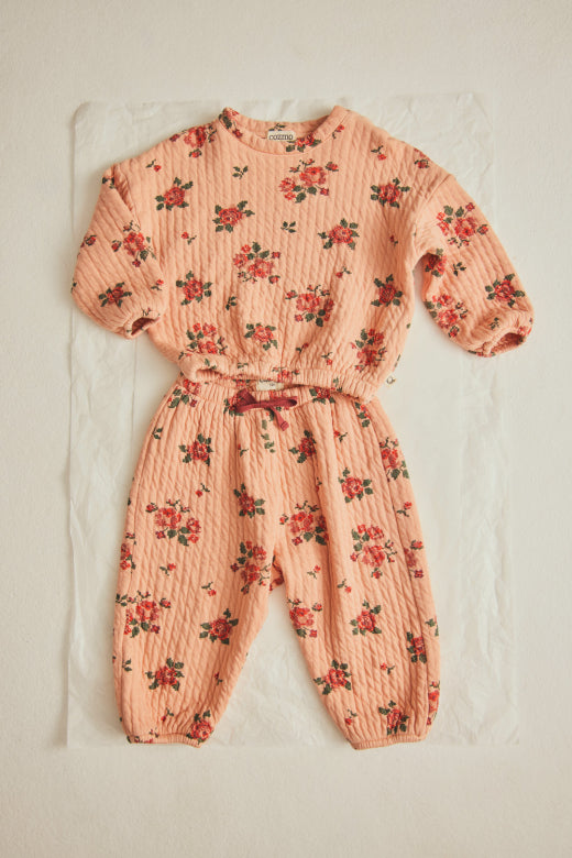 Pantalon matelassé bébé Fleurs Rose - Divers tailles