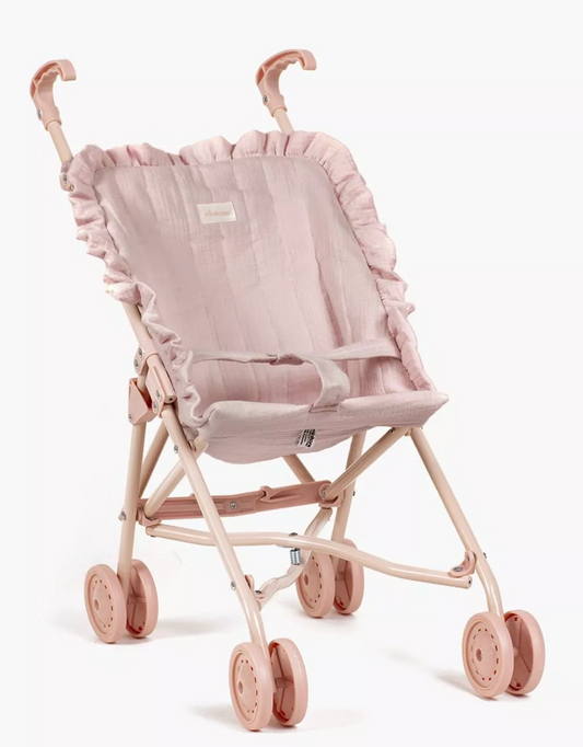 Poussette à volants Gaze coton Rose - Poupées