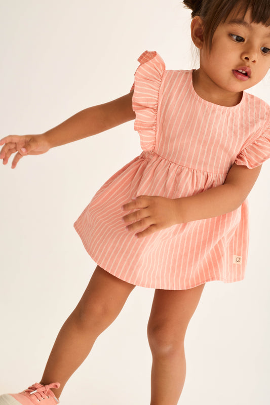 Robe bébé rayée - Rose