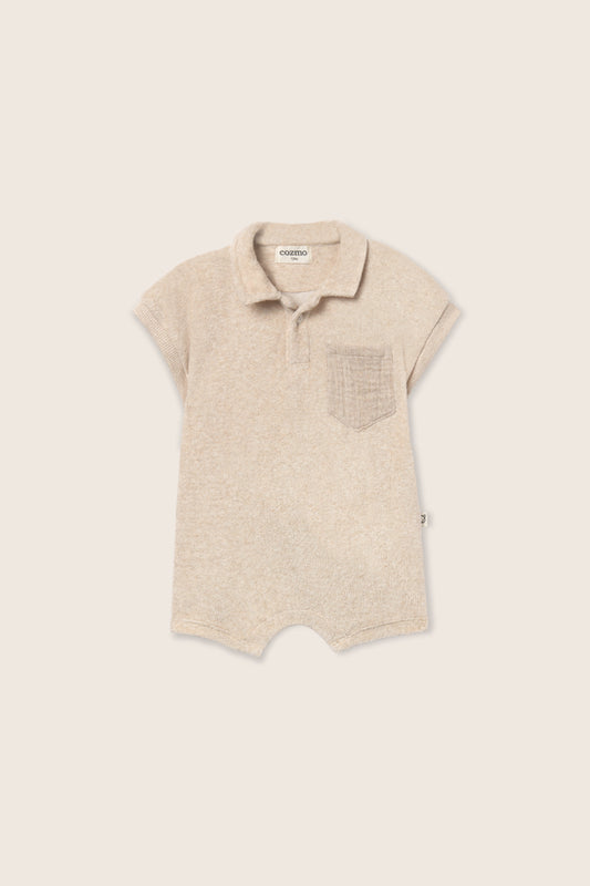 Combinaison polo bébé en éponge - Beige