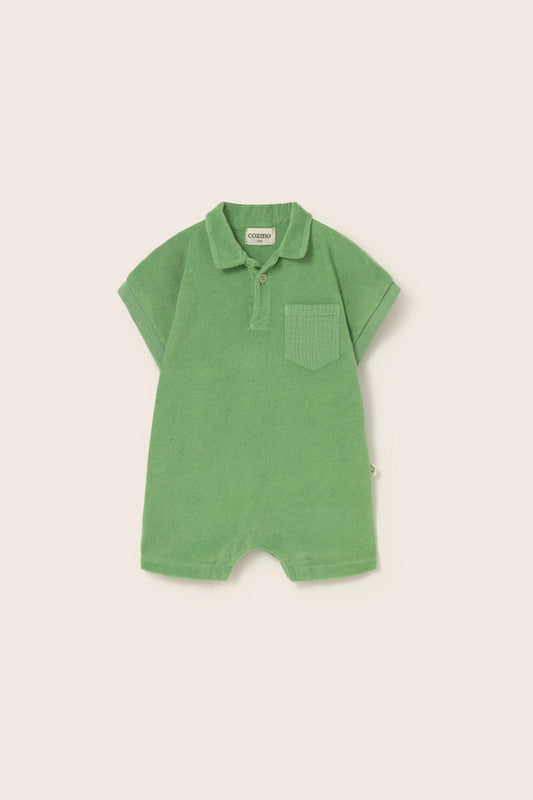 Combinaison polo bébé en éponge - Vert
