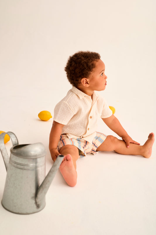 Chemise bébé en gaze coton - Ivoire