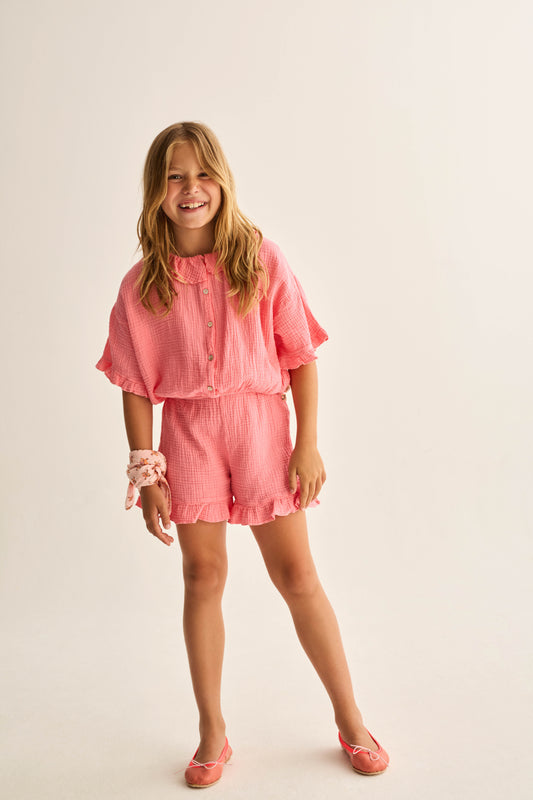 Short gaze de coton - Rose