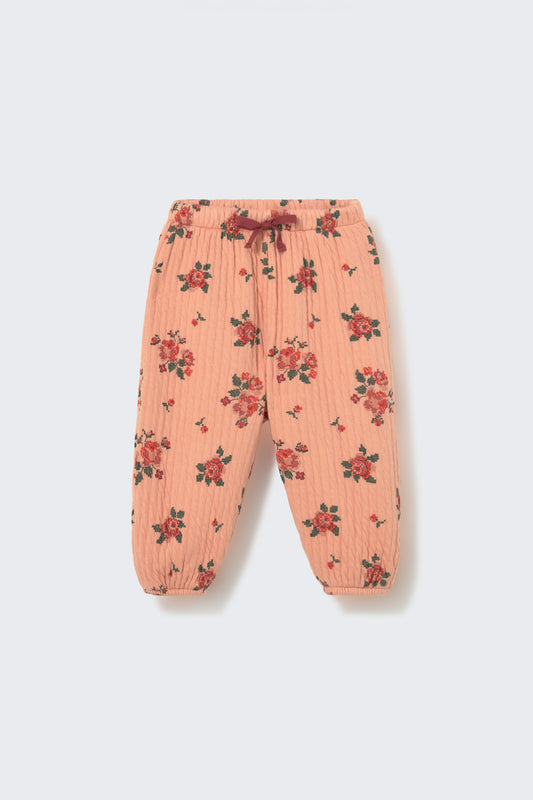 Pantalon matelassé bébé Fleurs Rose - Divers tailles