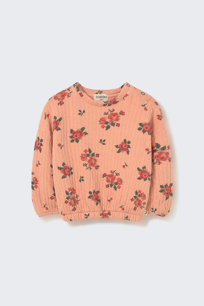Pull matelassé bébé Fleurs Rose - Divers tailles