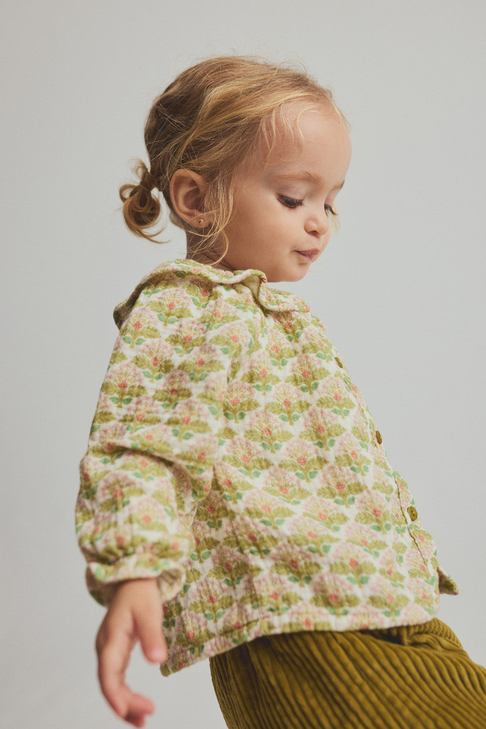 Chemisier bébé fleuri verte - divers tailles