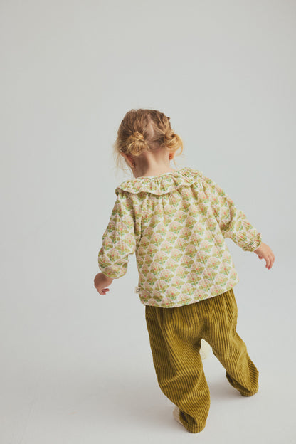 Chemisier bébé fleuri verte - divers tailles