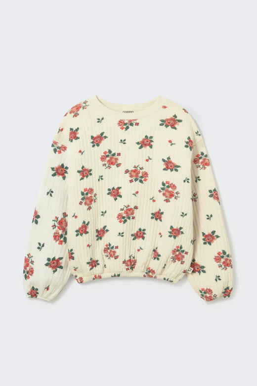Sweat matelassé Ivoire fleuri - Divers tailles