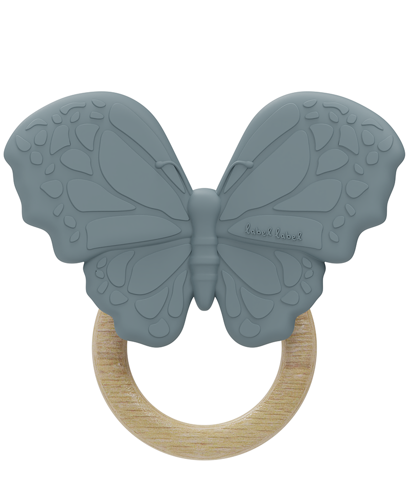 Anneau dentition silicone Papillon - Bleu