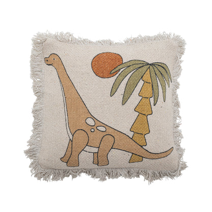 Coussin carré Dinosaure coton recyclé - 40 x 40 cm