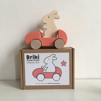 Lapin en voiture sur roue - Corail - 18m+