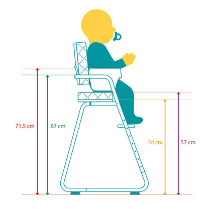 Chaise haute évolutive Noyer + coussins faon